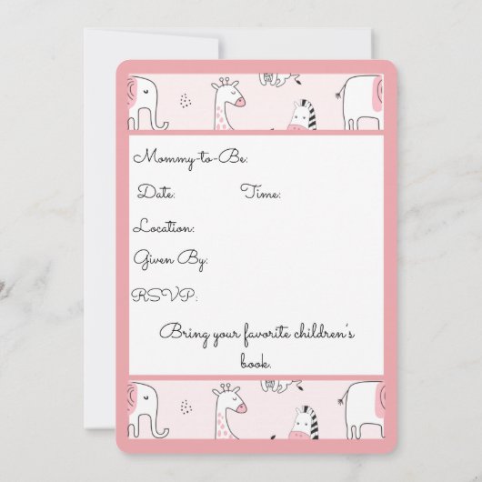 Baby shower dierentuin kaart (Achterkant)