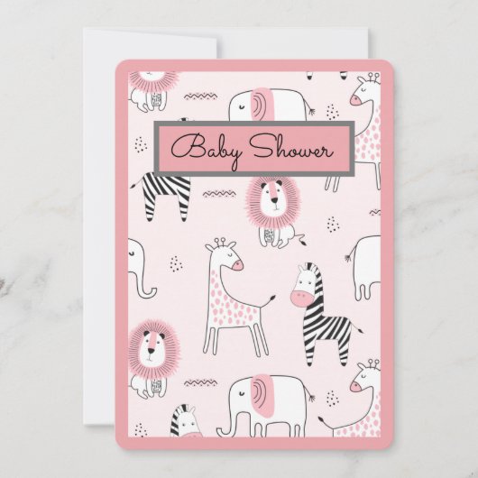 Baby shower dierentuin kaart (Voorkant)