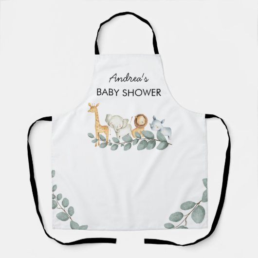 Baby shower dierentuin schort (Voorkant)