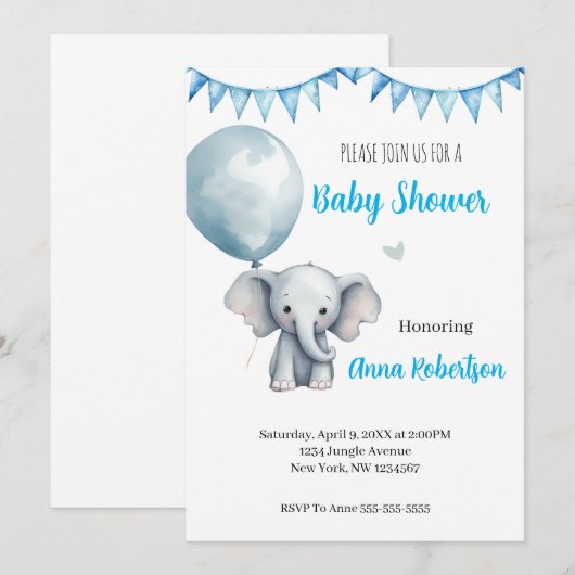 Baby shower digitale uitnodiging (Voorkant / Achterkant)