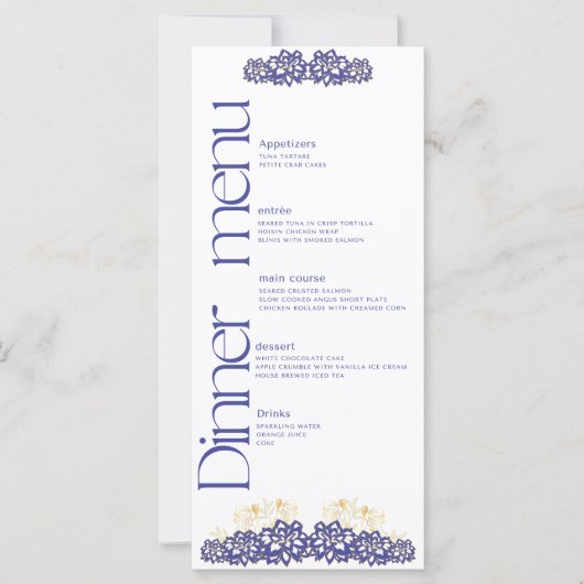 Baby shower Dinner Menu Flat Kaart (Voorkant)