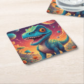 Baby shower Dino-Mite Kartonnen Onderzetters (Schuin)