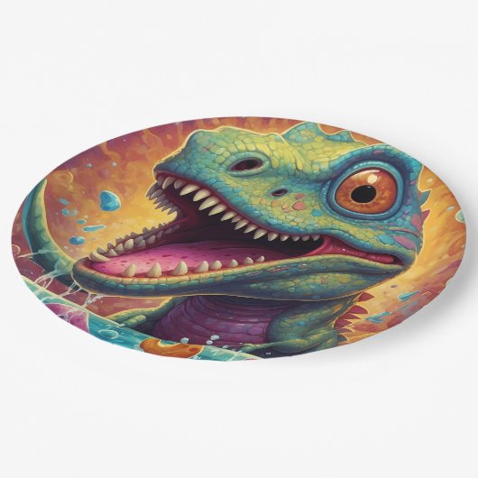 Baby shower Dino-Mite Papieren Bordje (Gekanteld)