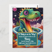 Baby shower Dino-Mite party design Briefkaart (Voorkant / Achterkant)