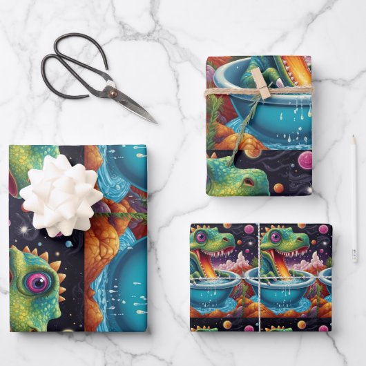 Baby shower Dino-Mite party design Inpakpapier Vel (Voorkant)