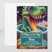 Baby shower Dino-Mite party design Kaart (Voorkant / Achterkant)