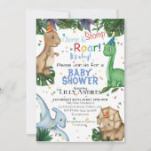 Baby shower Dinosaurs | Stomp Chomp Roar! Kaart (Voorkant)