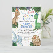Baby shower Dinosaurs | Stomp Chomp Roar! Kaart (Staand voorkant)