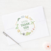 Baby shower Dinosaurus Groene Waterverf Dank u Ronde Sticker (Envelop)