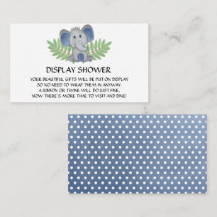 Baby shower Display Douche Blauwe Olifant Informatiekaartje