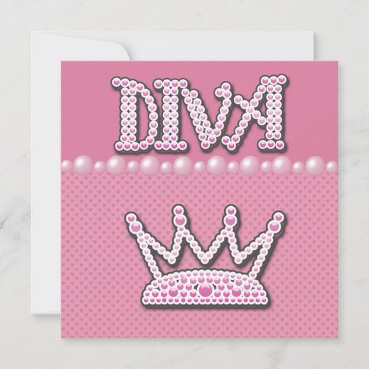 baby shower Diva Princess Crown, Shoes & Pearls Kaart (Voorkant)