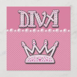 baby shower Diva Princess Crown, Shoes & Pearls Kaart