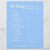 Baby shower DIY - Word Scramble Game - blauw (Voorkant)