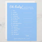 Baby shower DIY - Word Scramble Game - blauw (Voorkant / Achterkant)