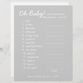 Baby shower DIY - Word Scramble Game - grijs (Voorkant / Achterkant)