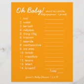 Baby shower DIY - Word Scramble Game - oranje (Voorkant)