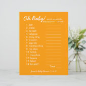Baby shower DIY - Word Scramble Game - oranje (Staand voorkant)
