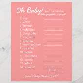 Baby shower DIY - Word Scramble Game - roze (Voorkant)
