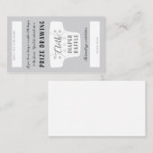 Baby shower Doek Luier Raffle Tickets Grijs Informatiekaartje (Voorkant / Achterkant)