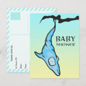 baby shower (dolfijnencoon) uitnodiging briefkaart (Voorkant / Achterkant)