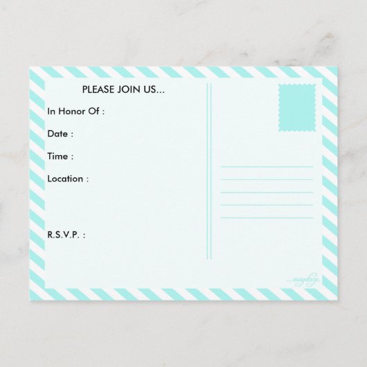 baby shower (dolfijnencoon) uitnodiging briefkaart (Achterkant)