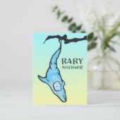 baby shower (dolfijnencoon) uitnodiging briefkaart (Staand voorkant)