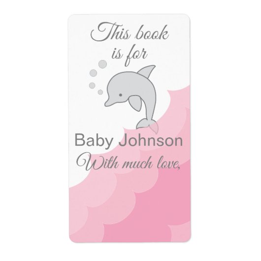 Baby shower "Dolphin Pink" Bladzijde 8 Etiket (Voorkant)