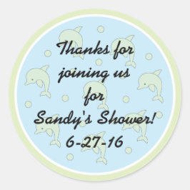 Baby shower "Dolphins/Blue" Stickers 1 1/2" of 3"