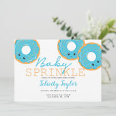 Baby shower Donut Sprinkle Blue Aankondiging (Staand voorkant)