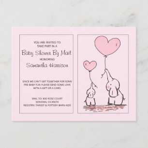 Baby shower door e-mail Elephants Roze Baby Girl Uitnodiging Briefkaart