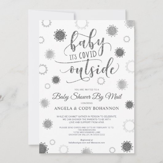 Baby shower door Mail BABY ITS COVID BUITEN Zilver Kaart (Voorkant)