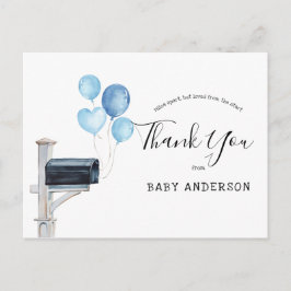 Baby shower door Mail Blue Balloons Bedankt Briefkaart
