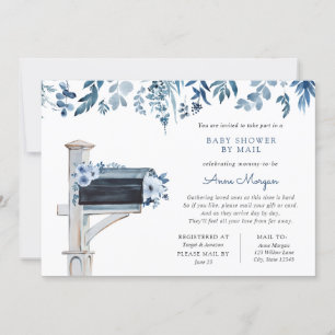 Baby shower door Mail Blue Flowers in Mailbox Kaart