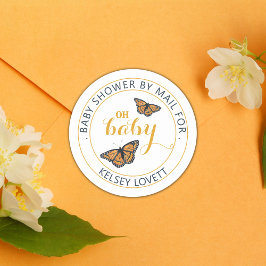 Baby shower door Mail Butterfly Envelope Seal Ronde Sticker