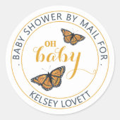 Baby shower door Mail Butterfly Envelope Seal Ronde Sticker (Voorkant)