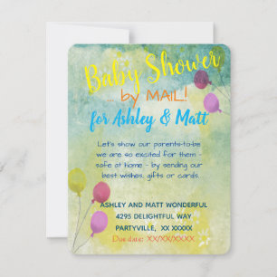 Baby shower door Mail Daisies Balloons Uitnodiging