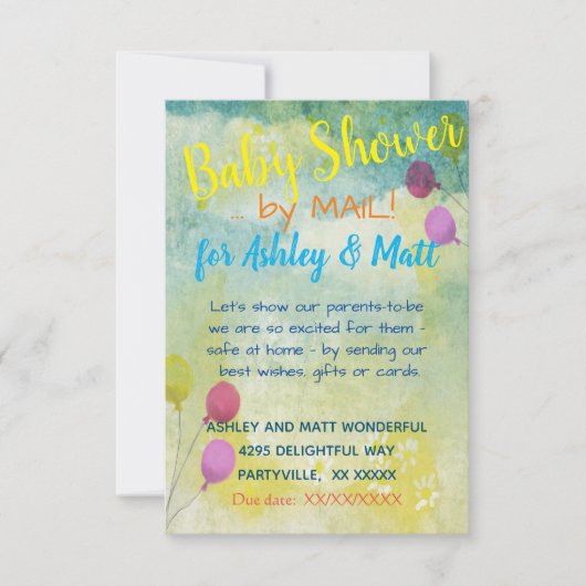 Baby shower door Mail Daisies Balloons Uitnodiging (Voorkant)