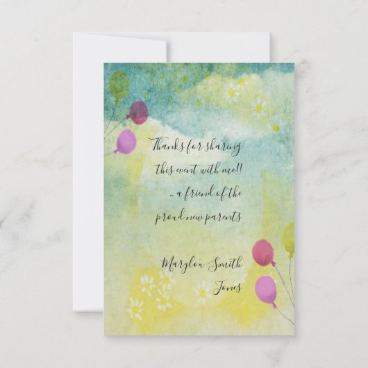 Baby shower door Mail Daisies Balloons Uitnodiging (Achterkant)