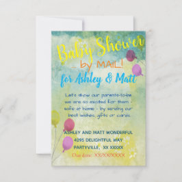 Baby shower door Mail Daisies Balloons Uitnodiging