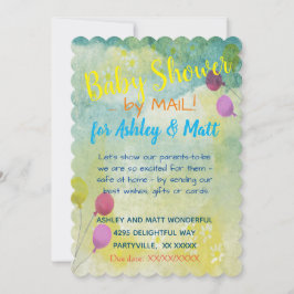 Baby shower door Mail Daisies Balloons Uitnodiging