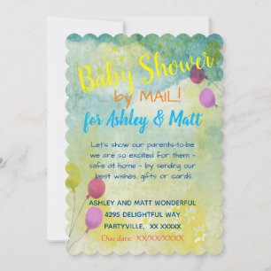 Baby shower door Mail Daisies Balloons Uitnodiging