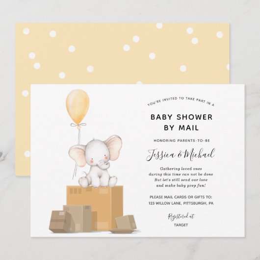 Baby shower door Mail Elephant-uitnodiging Kaart (Voorkant / Achterkant)