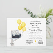 Baby shower door Mail Yellow Balloons Kaart (Staand voorkant)