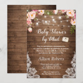 Baby shower door messagerie Rustic Koord Lichten F Kaart (Voorkant / Achterkant)