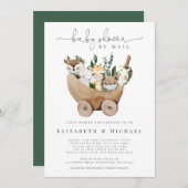 baby shower door postdieren Greenery Boho Kaart (Voorkant / Achterkant)