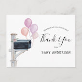 Baby shower door Postroze ballonnen Hartelijk dank Briefkaart (Voorkant)