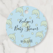 Baby shower Dophin Green Blue Bedankjes Labels (Achterkant)