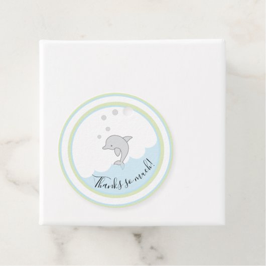 Baby shower Dophin Green Blue Bedankjes Labels (In situ)