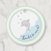 Baby shower Dophin Green Blue Bedankjes Labels (Voorkant)