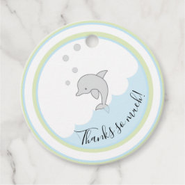 Baby shower Dophin Green Blue Bedankjes Labels